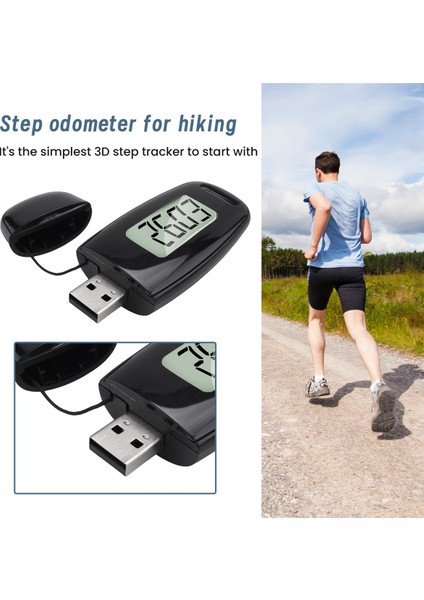 Basit Adım Sayacı, Şarj Edilebilir Pil ile 3D Pedometre Yürümek, Doğru Kalori Sayacı (Yurt Dışından) indirimleri