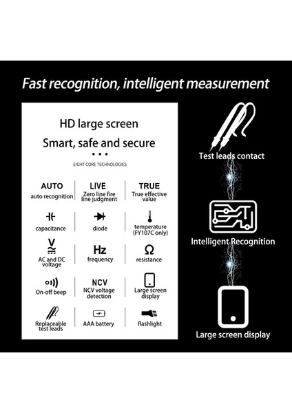 Dijital Multimetre 6000 Sayılar True Rms Ac/dc Voltaj Direnci Kapasitans Frekans Sürekliliği Diyot Ncv Testi FY107C (Yurt Dışından) fırsatları