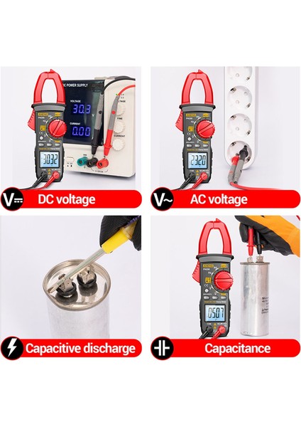 Aneng PN200 Dijital Kelepçe Ölçer Dc/ac 600A Mevcut 4000 Sayım Multimetre Ampermetre Test Car Hz Kapasitans Ncv Ohm Testi (Yurt Dışından)