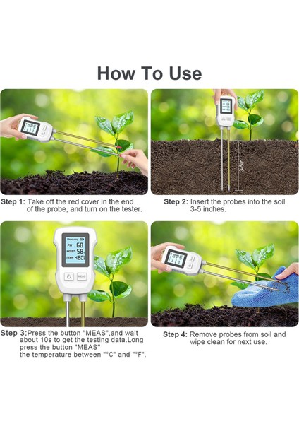 3in1 Toprak Ph Test Cihazı LCD Ekran Toprak Termometresi Ph Sıcaklık Nem Ölçer Çiçek Torcu Dikim Toprak Test Cihazı (Yurt Dışından) fiyatları