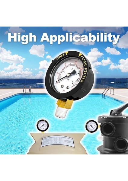 190058 Basınç Göstergesi 0-60 Psi, 1/4 Inç Npt Alt Montaj Yüzme Havuzu ile Filtre Su Basınç Göstergesi Başlatın ve Temizleyin (Yurt Dışından) modelleri