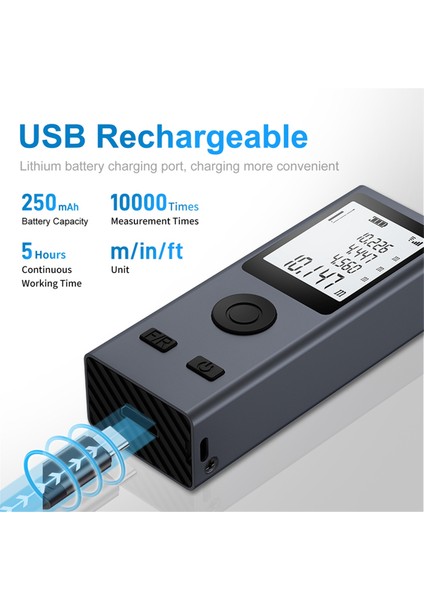 50M Minismartlaserdistancemeteraure Infrarared Malzemeci USB Şarj Edilebilir Taşınabilir El Lazer Aralık Bulucu Araçları (Yurt Dışından) modelleri