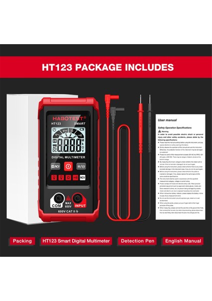 Habotest HT123 Dijital Multimetre, Ac/dc Voltaj Direnç Süreklilik Ölçüm Test Cihazı, Elektrik Multimetre Devre Test Cihazı (Yurt Dışından) indirimleri