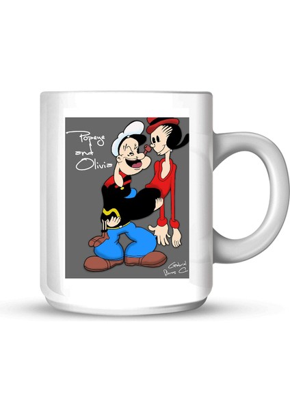 Sevgiyle Demir Al – Popeye & Safinaz Kupası Özel Tasarım Porselen Beyaz