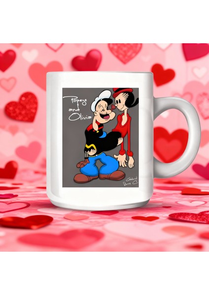 Sevgiyle Demir Al – Popeye & Safinaz Kupası Özel Tasarım Porselen Beyaz modelleri