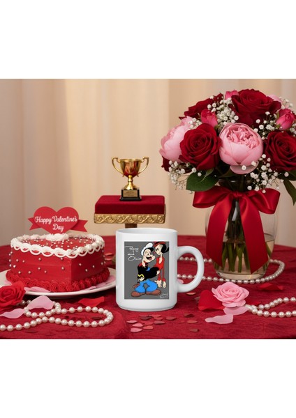 Sevgiyle Demir Al – Popeye & Safinaz Kupası Özel Tasarım Porselen Beyaz fırsatları