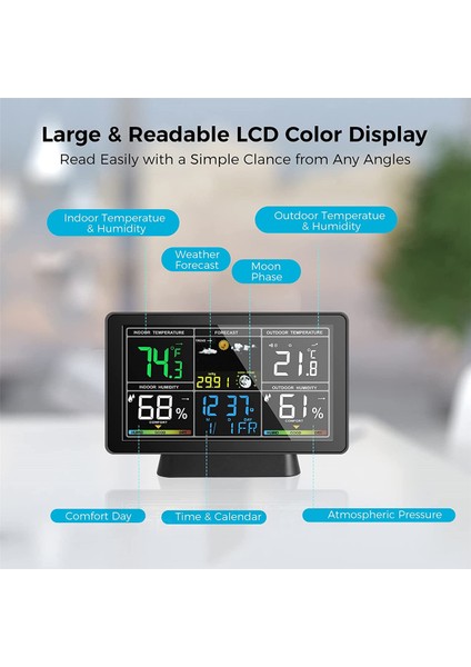 LCD Hava Durumu Istasyonu Kablosuz Dijital Termometre Elektrikli Iç/dış Mekan Termometresi Higometre Ab Fişi (Yurt Dışından) fırsatları