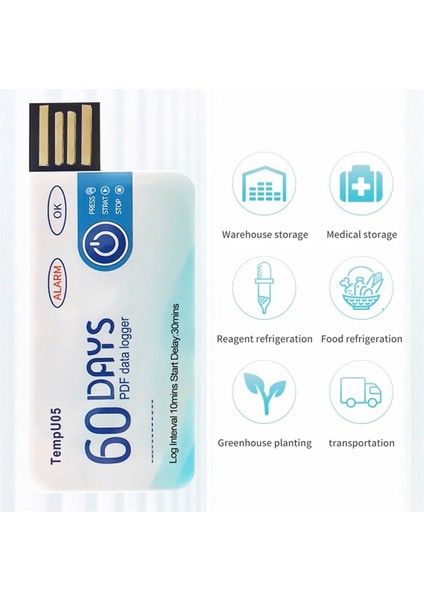 TEMPU05 Sıcaklık Veri Günlüğü 60 Gün Tek Kullanımlık Sıcaklık Analizörü Pdf USB (Yurt Dışından) fiyatları