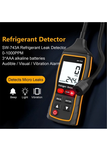 SW-743A Soğutucu Sızıntı Dedektörü Yüksek Hassasiyet LCD Ekran DC4.5V Halojen Freon Test Merkezi Ac Araba Buzdolabı (Yurt Dışından) fiyatları
