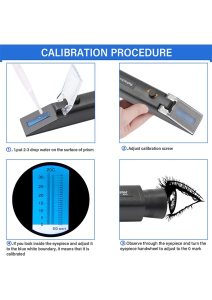 Refraktometre Bira Brix Wort Şeker Alkol Ölçer 0-30%1.000-1.120 Sg Özel Yerçekimi Handheld Aracı Hidrometre Test Cihazı (Yurt Dışından) fiyatları
