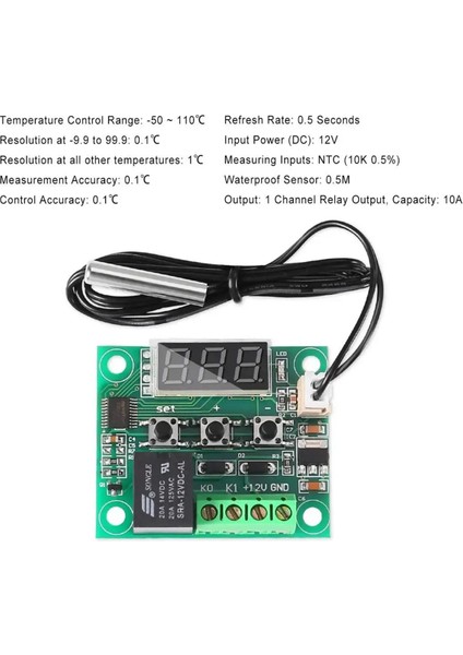 2pcs W1209 Sıcaklık Kontrolör Modülü Vaka LED Sursuz Dijital Termostat Modülü Nupyabe Ntc Prob (Yurt Dışından) indirimleri