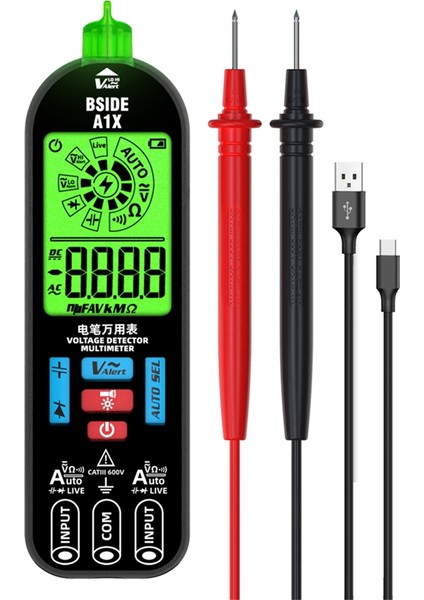 Bıde A1X Dijital Multimetre Elektrik Test Kalemi El Flashlight Canlı Tel Tanıma Sayaç Voltaj Direnci Diyot Ncv Test Cihazı (Yurt Dışından) modelleri