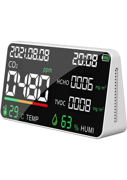 Hava Kalitesi Monitörü Hcho Tvoc Pm2.5 Pm1.0 Co 2 Sıcaklık Nemi ve Zaman Ekranı ile Hava Kalitesi Monitörü (Yurt Dışından) modelleri