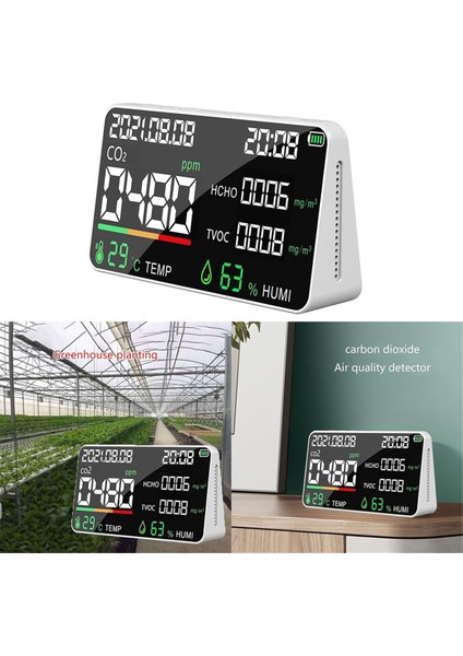 Hava Kalitesi Monitörü Hcho Tvoc Pm2.5 Pm1.0 Co 2 Sıcaklık Nemi ve Zaman Ekranı ile Hava Kalitesi Monitörü (Yurt Dışından) fırsatları