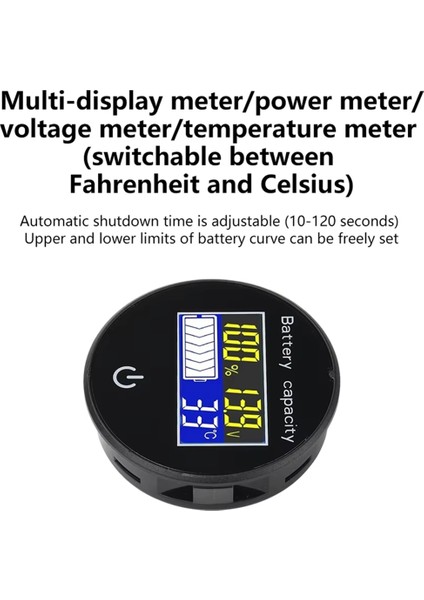 Dc 10V-100V Lı-Ion Lıfepo4 Kurşun Asit Pil Kapasitesi Göstergesi Dijital Voltmetre Test Cihazı Sıcaklık Sensörü ℃/℉ Anahtar (Yurt Dışından) indirimleri