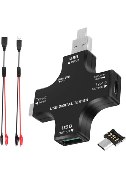 USB C Test Cihazı, 2&#39;den 1 Tip C USB Test Cihazı Renk Ekran IPS Dijital Multimetre, Voltaj, Akım, Güç, Direnç, Sıcaklık, Klip Kablosu Desteği Pd2.0/pd3.0, Qc2.0 (Yurt Dışından)