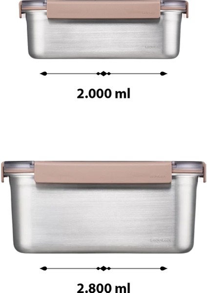 Locknlock Paslanmaz Çelik Fırın Saklama Kabı 4’lü Set ( Kilitli Kapaklı ) 1,3lt+1,5lt+2,0lt+2,8lt fırsatları