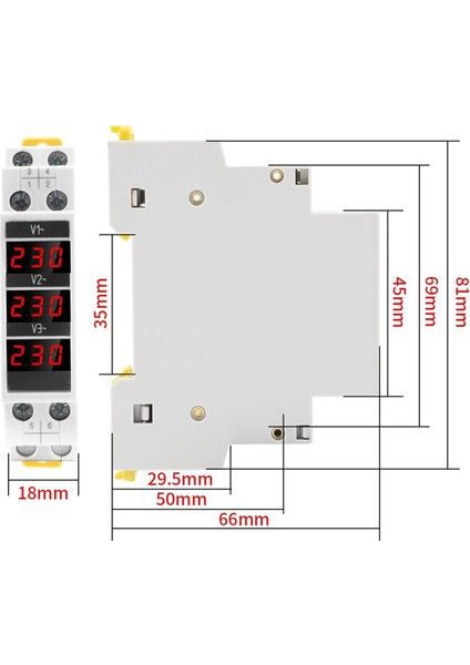 Dın Ray Voltaj Ölçer AC80-500V Için Modüler LED Dijital Üç Fazlı Voltmetre (Yurt Dışından) modelleri