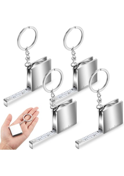 4 Parçalı Metal Anahtarlık Bant Ölçütü, Maksimum Boyut 51.97 Inç/4 Feet Küçük Geri Çekilebilir Bant Ölçeği Anahtarlık (Yurt Dışından)