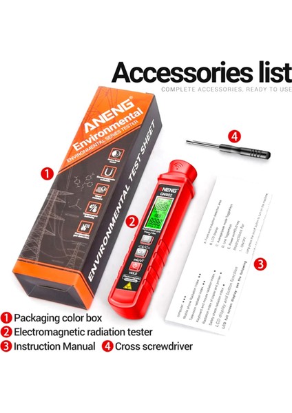 Aneng GN902 Elektromanyetik Radyasyon Dedektörü Sıcaklık Test Cihazı LCD Arka Işık Ekranlı Radyasyon Analizörü (Yurt Dışından) fiyatları