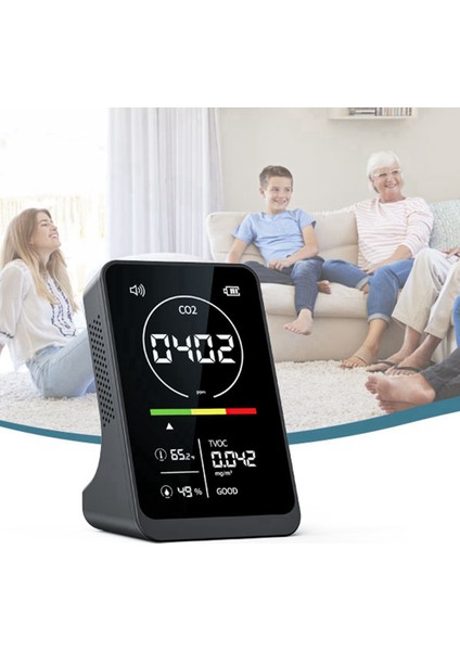 4 Arada 1 Dijital Hava Kalitesi Sayaç Şarj Edilebilir Co2 Tvoc Sıcaklık Nem Monitörü Co2 Dedektör Ev Için Alarm (Yurt Dışından) fırsatları