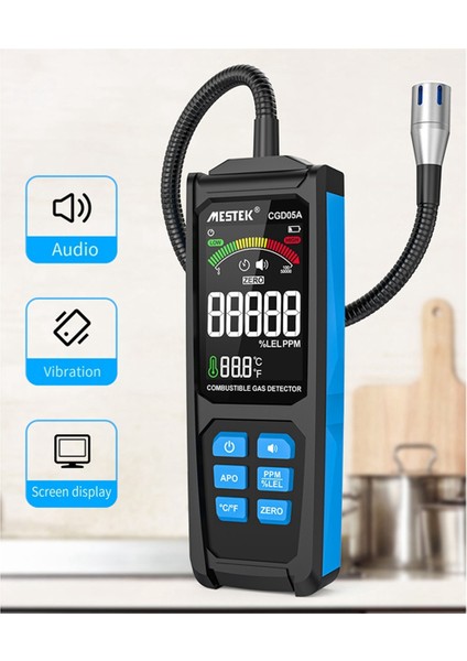 Mestek CGD05A Yanıcı Gaz Dedektörü Lpg Metre Ekran Şarjı Ppm Ppm Lel Birimi Üçlü Alarm Doğal Gaz Sızıntı Ölçer (Yurt Dışından)