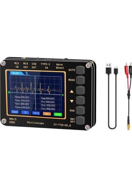 Dijital El Osiloskop, Örne Oranı: 3ms/s, Bant Genişliği: 500KHZ, Otomatik Ölçüm, 2.8 Inç LCD Ekran, Şarj Edilebilir (Yurt Dışından)