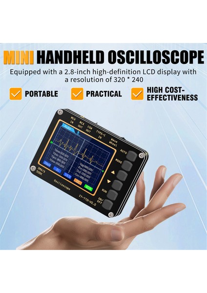 Dijital El Osiloskop, Örne Oranı: 3ms/s, Bant Genişliği: 500KHZ, Otomatik Ölçüm, 2.8 Inç LCD Ekran, Şarj Edilebilir (Yurt Dışından) indirimleri