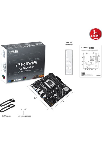 Prıme A620AM-K Amd A620A Am5 Ddr5 7600 Dp HDMI M2 Usb3.2 Aura Rgb Matx 6+2+1+1 Güç Aşamaları, 128GB’A Kadar Ram Desteği, Asus 5x Protectıon Iıı fırsatları