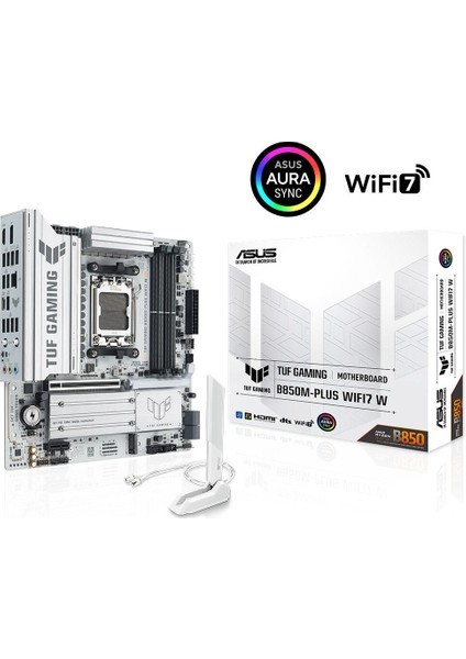 Tuf Gamıng B850M-PLUS Wıfı7 W Amd B850 Am5 Ddr5 8000 Dp HDMI 3x M2 Usb3.2 Gen 2x2 Wifi 7 + Bt Aura Rgb 2.5gbit Lan Matx 14+2+1 Güç Aşamaları, 1xgen5 M.2, Ready For Advanced Aı Pc