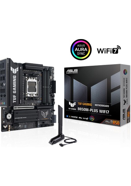 Tuf Gamıng B850M-PLUS Wıfı7 Amd B850 Am5 Ddr5 8000 Dp HDMI 3x M2 Usb3.2 Gen 2x2 Wifi 7 + Bt Aura Rgb 2.5gbit Lan Matx 14+2+1 Güç Aşamaları, 1xgen5 M.2, Ready For Advanced Aı Pc