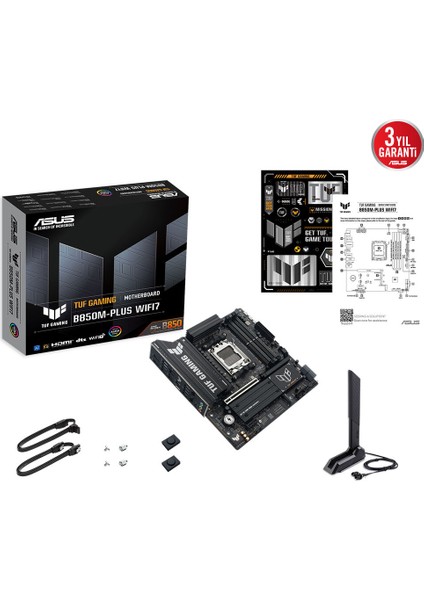 Tuf Gamıng B850M-PLUS Wıfı7 Amd B850 Am5 Ddr5 8000 Dp HDMI 3x M2 Usb3.2 Gen 2x2 Wifi 7 + Bt Aura Rgb 2.5gbit Lan Matx 14+2+1 Güç Aşamaları, 1xgen5 M.2, Ready For Advanced Aı Pc indirimleri