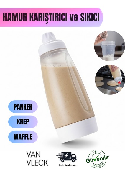 Pankek, Krep ve Waffle Hamur Şişesi – Hamur Karıştırıcı Toplu Plastik Şişe
