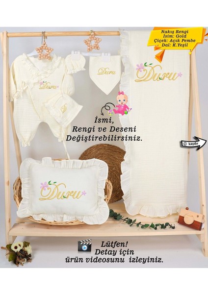 Yeni Doğan %100 Pamuk Müslin Hastane Çıkış Mevlüt Seti-Takı Yastı