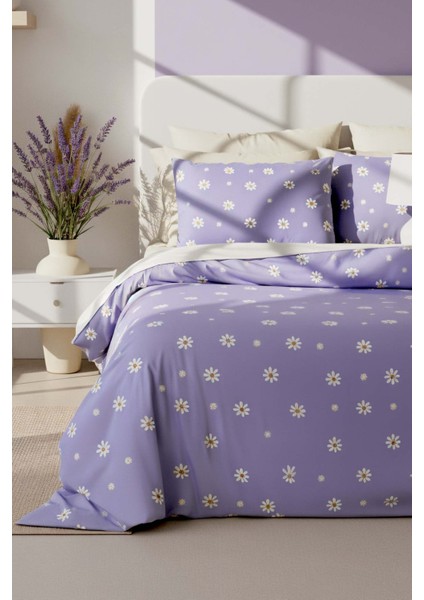 Mor Papatya Çift Kişilik Nevresim Takımı Pamuklu