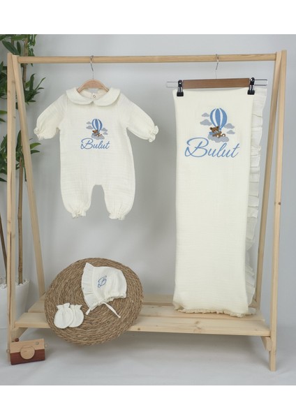 Müslin Yeni Doğan 4katlı Organik %100PAMUK Kişiye Özgü Nakışlı Hastane Çıkış Seti (Ayıcık Model-3) fiyatları