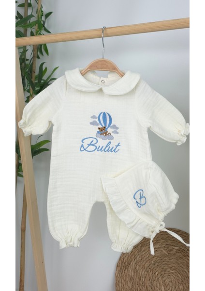 Müslin Yeni Doğan 4katlı Organik %100PAMUK Kişiye Özgü Nakışlı Hastane Çıkış Seti (Ayıcık Model-3) modelleri