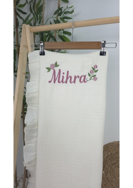 Müslin Yeni Doğan 4katlı Organik %100PAMUK Kişiye Özgü Nakışlı Hastane Çıkış Seti- Güllü Model-1 fırsatları