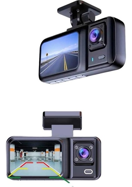 Allzey Dvr Araç Içi Kamera Ön ve Iç Kamera 2 Inç Ekranlı Çift Kamera