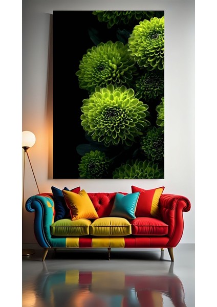Yeşil Çiçek 1 Ev Duvar Salon Güzellik Salonu Ofis Dükkan Dekarasyon Kanvas Tablo