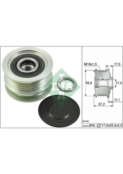 535011610 - Alternatör Kasnağı Mgn-Clıo Iı-Kng-Twng-Symbol Iı 01- 5 Kanallı K9K-K4M