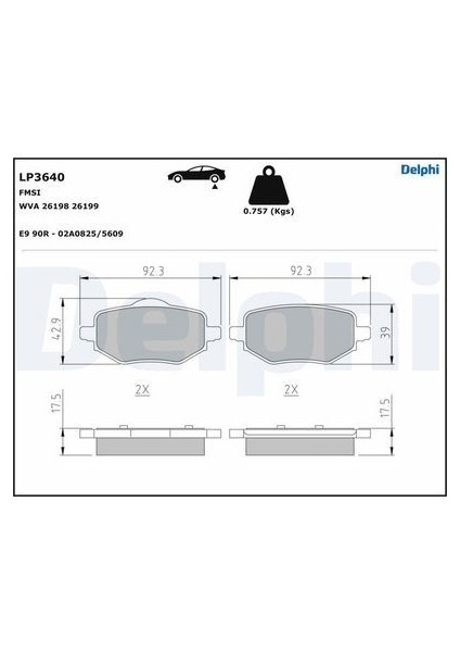 Delphı LP3640 - Arka Fren Balatası Otomatik El Freni Corsa F-C4-208-2008-DS3