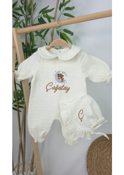 Müslin Yeni Doğan 4katlı Organik %100PAMUK Kişiye Özgü Nakışlı Hastane Çıkış Seti (Ayıcık Model 4) fiyatları