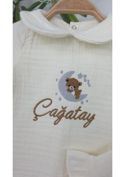 Müslin Yeni Doğan 4katlı Organik %100PAMUK Kişiye Özgü Nakışlı Hastane Çıkış Seti (Ayıcık Model 4) modelleri