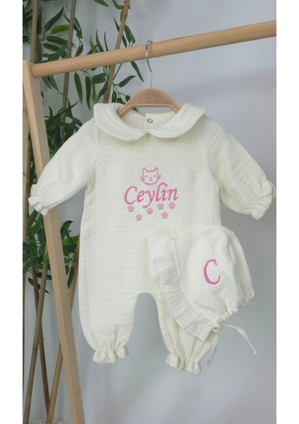 Müslin Yeni Doğan 4katlı Organik %100PAMUK Kişiye Özgü Nakışlı Hastane Çıkış Seti (Kedi Patisi) fiyatları