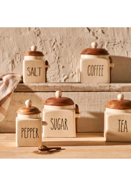 Sucre Seramik Kavanoz Krem 800 ml