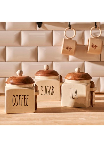 Koffi Seramik Kavanoz Krem (800 Ml)