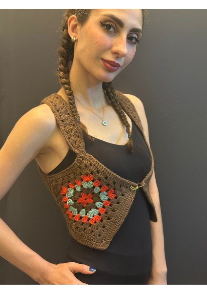 El Örgüsü Kadın Crop Yelek fiyatları