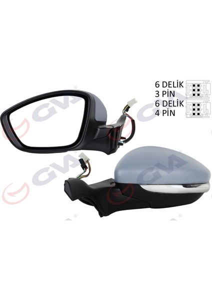 1043286 - Dış Dikiz Aynası Sol P2008-P208 13 Elektrikli Isıtmalı Sinyalli Astarlı Konveks VM-509EHPL