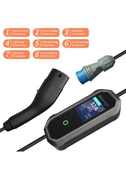 Evcharge Elektrikli Araç Taşınabilir Şarj Cihazı 7 Kw / 32A indirimleri